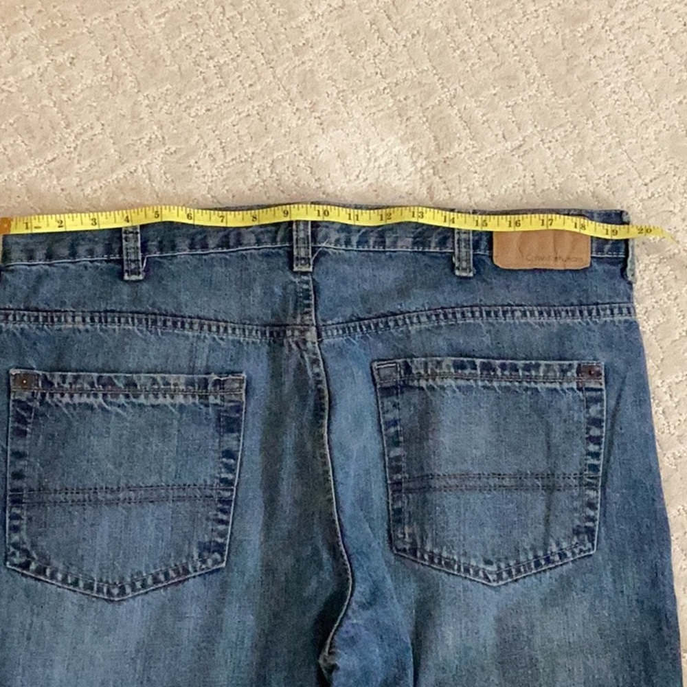 Men's Calvin Klein Relaxed Straight Easy Fit Blue Jeans Size 38x32 - Picture 3 of 6